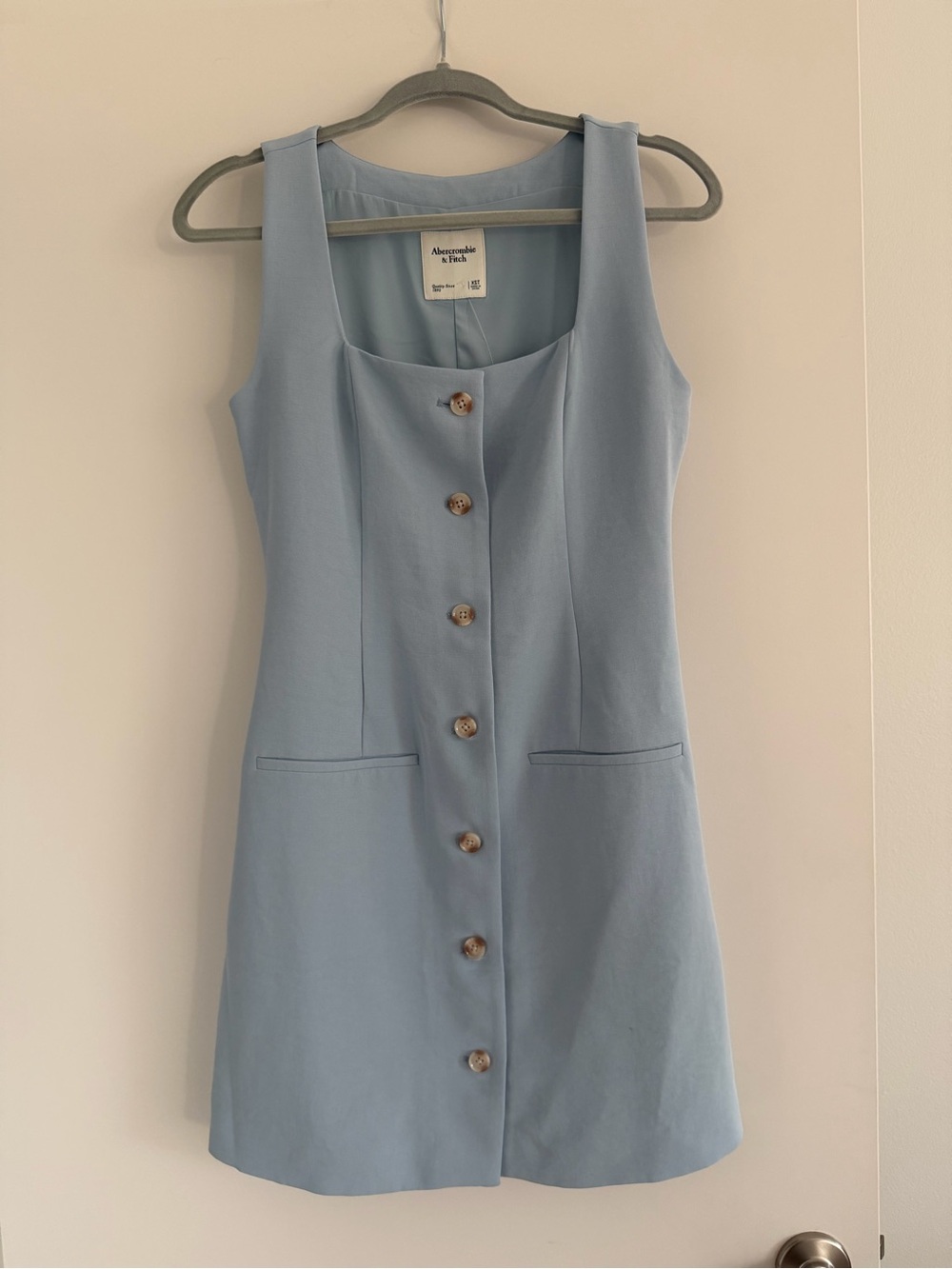 Abercrombie & Fitch Pastel Blue Button-Front Mini Dress